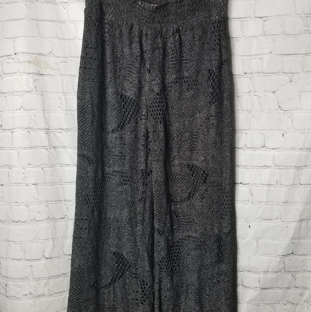 Lace look wide leg pants